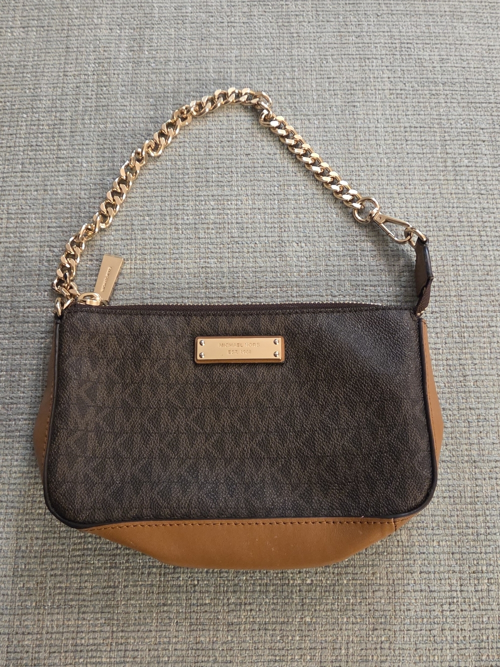 Michael Kors Brown and Tan Chain-Handle Mini Bag